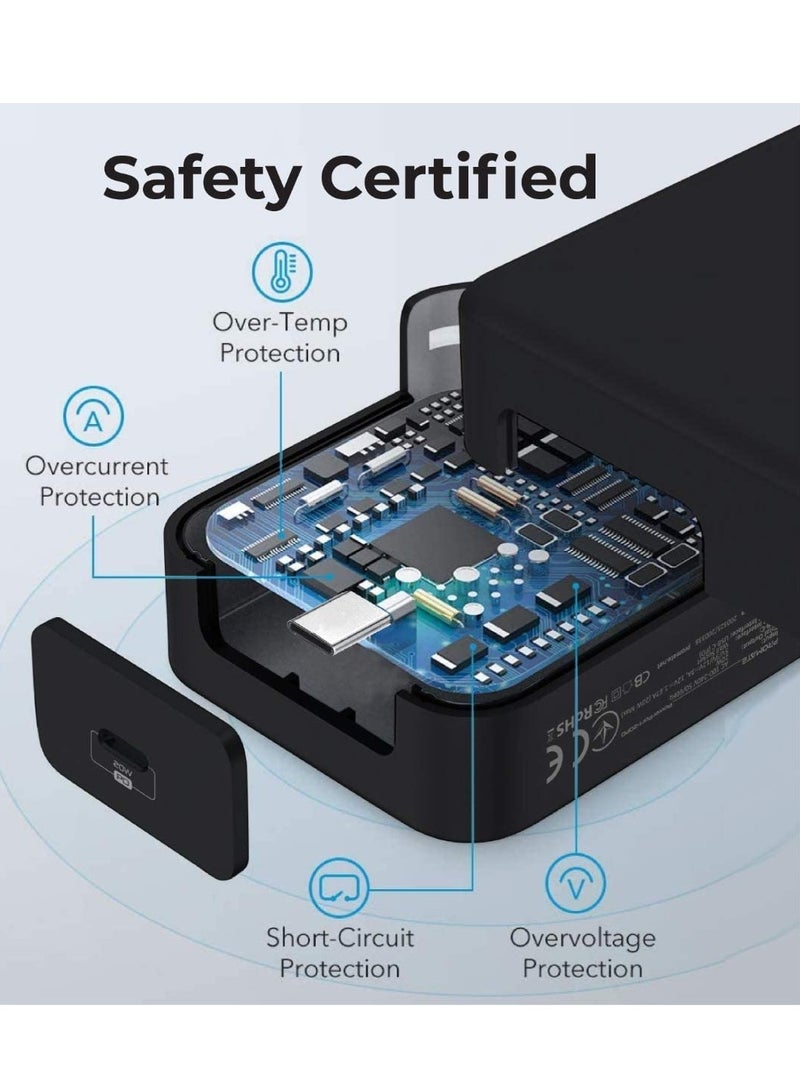 20W USB-C Charger with Power Delivery, Ultra-Compact Fast Charge Type-C Wall Adapter with USB-C Power Delivery for iPhone 12/12 Mini/12 Pro/12 Pro Max, iPad Pro, PowerPort20PD- - Image 4