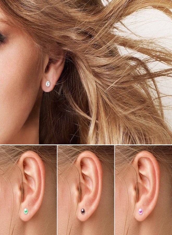 Charisma 4mm Composite Pearl Earrings - Round Ball Pearls Stud Earrings Hypoallergenic 12 Pairs Mixed Color Imitation Pearls Set for Women - Image 5
