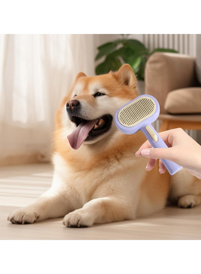Knox Powering Generations Knox Self-Cleaning Pet Grooming Brush for Cats & Dogs, Massage Tool with Soft Rounded Bristles, One-Click Fur Removal, Ergonomic Handle, Ideal for Short, Medium & Long Hair - Image 2