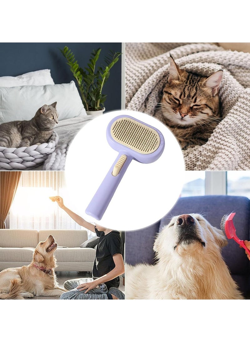 Knox Powering Generations Knox Self-Cleaning Pet Grooming Brush for Cats & Dogs, Massage Tool with Soft Rounded Bristles, One-Click Fur Removal, Ergonomic Handle, Ideal for Short, Medium & Long Hair - Image 3