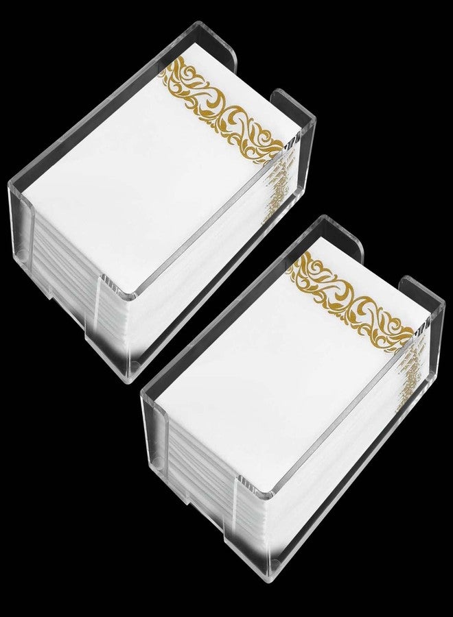 PINGEUI 2 Pack Guest Towel Napkin Holder, 9 × 5.5 × 2.5 inch Clear Acrylic Dinner Napkin Holder, Napkins Dispenser Bathroom Hand Towels Holder Storage Tray for Kitchen, Parties, Weddings, Events - Image 1