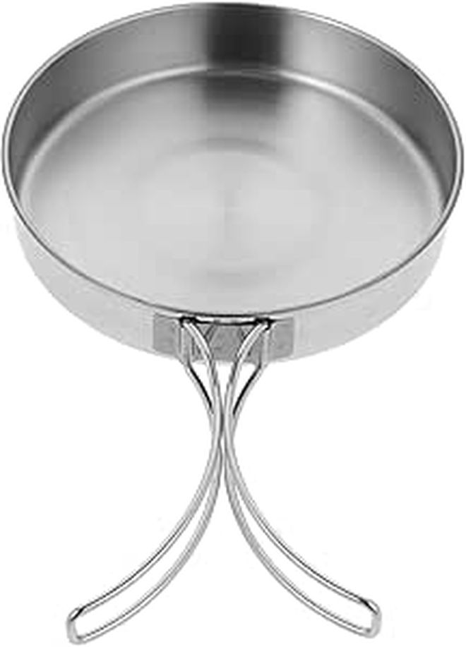 Kichvoe Portable Stainless Steel Non Stick Frying Pan Lightweight Camping Skillet - Image 1