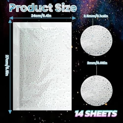 GARBODIY 14 Sheets Iron on Rhinestone Sheets for Heat Press | Hotfix Rhinestone Transfers, Flat Round Crystal Decals, Glitter Gems Stickers, Iron on Patches for T-Shirts, Denim, Clothing, DIY Crafts - Image 3