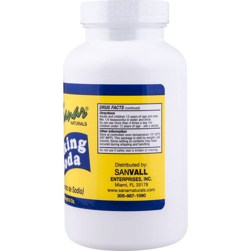 Sanar Naturals Baking Soda, 8 oz - For Digestive Support as Antacid, Baking, Cleaning, Deodorizing, & More - Image 2