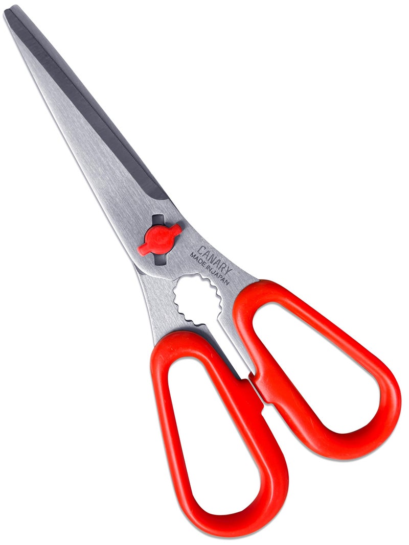 CANARY Japanese Kitchen Shears with Cutter 75 Offset Angled Blade Made in JAPAN Dishwasher Safe Come Apart Blade AllPurpose Detachable Kitchen Scissors Rust Proof Japanese Stainless Steel Red