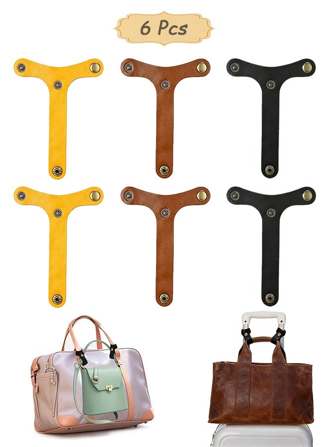 MXN 6 Pcs T-Shaped PU Leather Backpack & Luggage Straps Fastening Belt - Hands-Free Bag Hanger Clip Luggage Binding Strap, Portable Travel Suitcase Accessory for Airports Business Trips and Daily Errands - Image 1