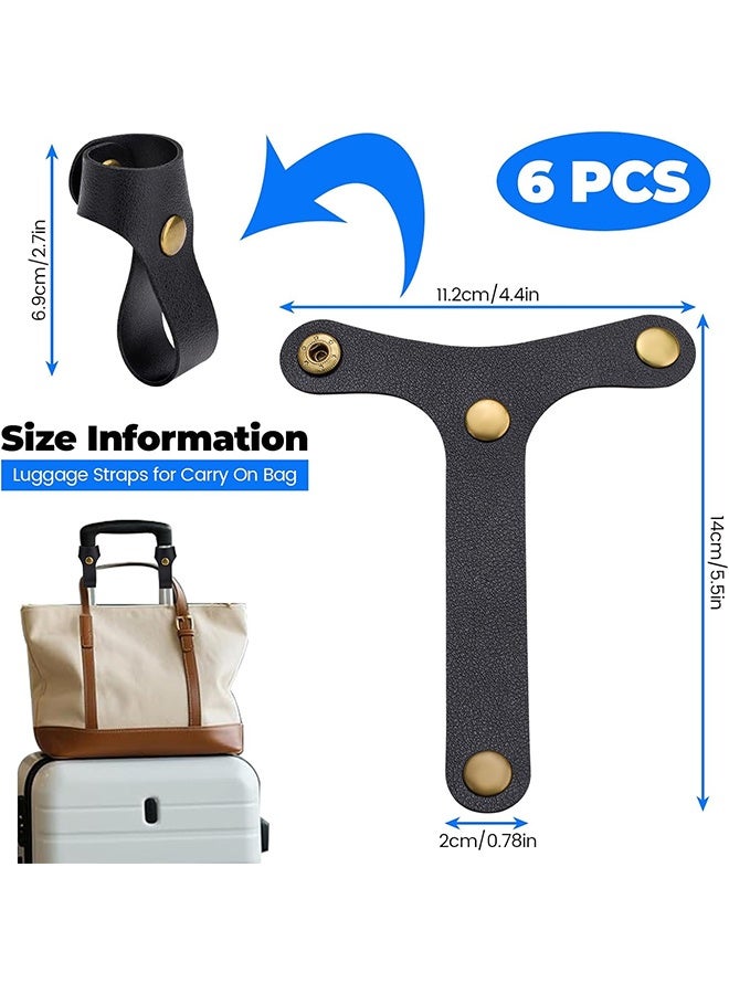 MXN 6 Pcs T-Shaped PU Leather Backpack & Luggage Straps Fastening Belt - Hands-Free Bag Hanger Clip Luggage Binding Strap, Portable Travel Suitcase Accessory for Airports Business Trips and Daily Errands - Image 2
