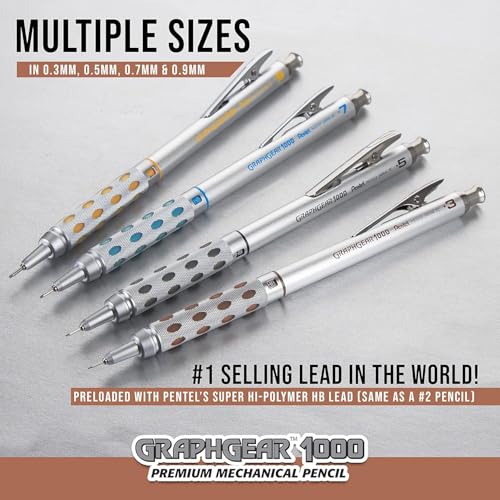 Pentel Arts GraphGear 1000 0.3mm Premium Mechanical Pencil (PG1013EPABP),Silver - Image 3