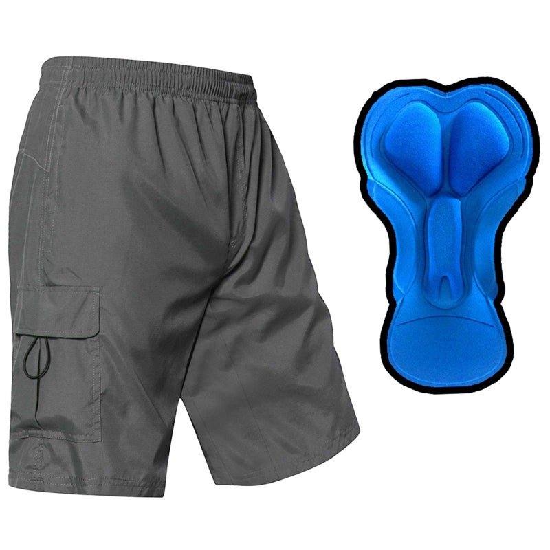 EZRUN Men's 3D Padded Mountain Bike Shorts Lightweight MTB Cycling Shorts (Grey,m)