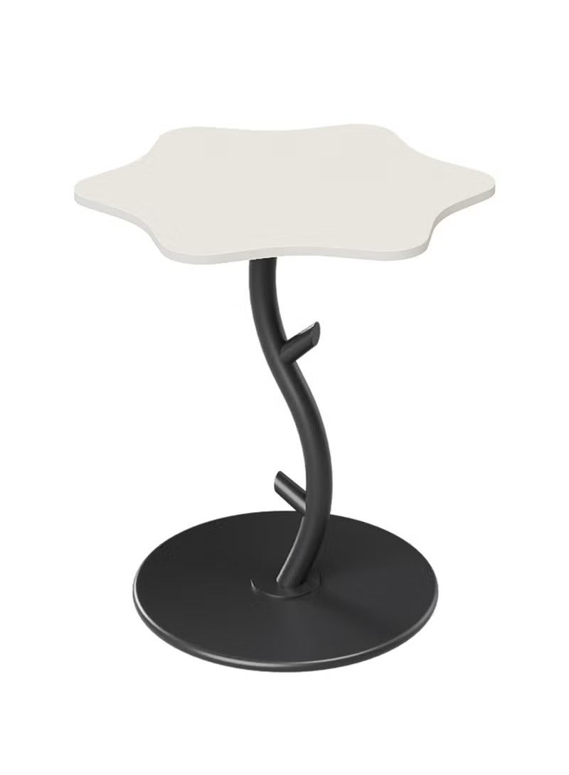 XiuWoo Flower Shape Side Table, Carbon Steel Bracket Coffee Table, Bedside Table Small Accent Table for Couch Living Room Bedroom, Black, Rock Slab Desktop - Image 2