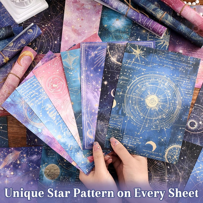 icceemee 160 Sheets of Starry Sky Scrapbook Paper, journaling Scrapbook Supplies Craft Collage Paper Set, Junk Journal Bullet Journal Poster Room Decor for Card Making Decorative Gifts - Image 3