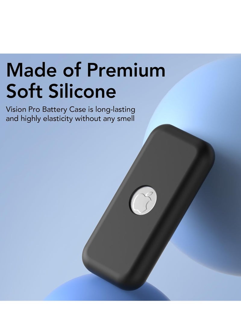 Vision Pro Battery Case, Silicone VR Vision Pro Battery Protective Case Cover,Anti-Scratch,Fall-Proof and Soft Case for Vision Pro Battery Accessories(Black) - Image 3