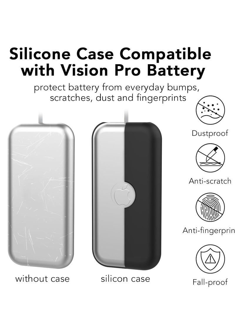 Vision Pro Battery Case, Silicone VR Vision Pro Battery Protective Case Cover,Anti-Scratch,Fall-Proof and Soft Case for Vision Pro Battery Accessories(Black) - Image 5