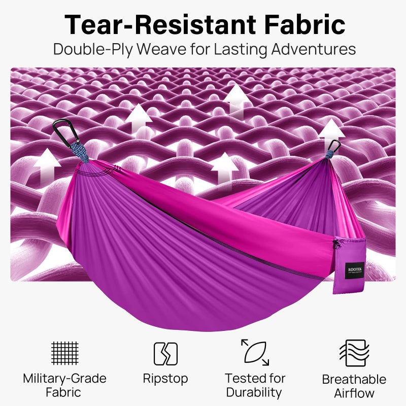 Kootek Camping Hammock 500 lbs Capacity, Portable Hammocks with Tree Straps & Attached Carry Bag, Camping Essentials Gear, Perfect for Outside Indoor Hiking Beach Backpack Travel - Image 3