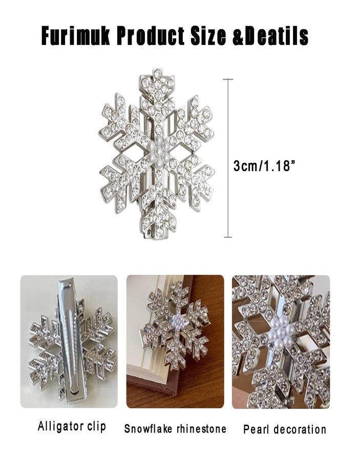 Furimuk Sparkly Rhinestone Snowflake Hair Clip Hair Barrettes, Christmas Metal Alligator Clips Hair Accessories for Women Princess Long Thick Hair Winter Xmas Hairpins Christmas Party Gifts - Image 2