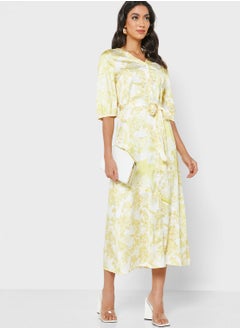 Raishma V-Neck Printed Tie Detail Dress  - Image 1