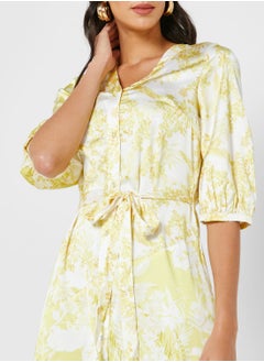 Raishma V-Neck Printed Tie Detail Dress  - Image 3