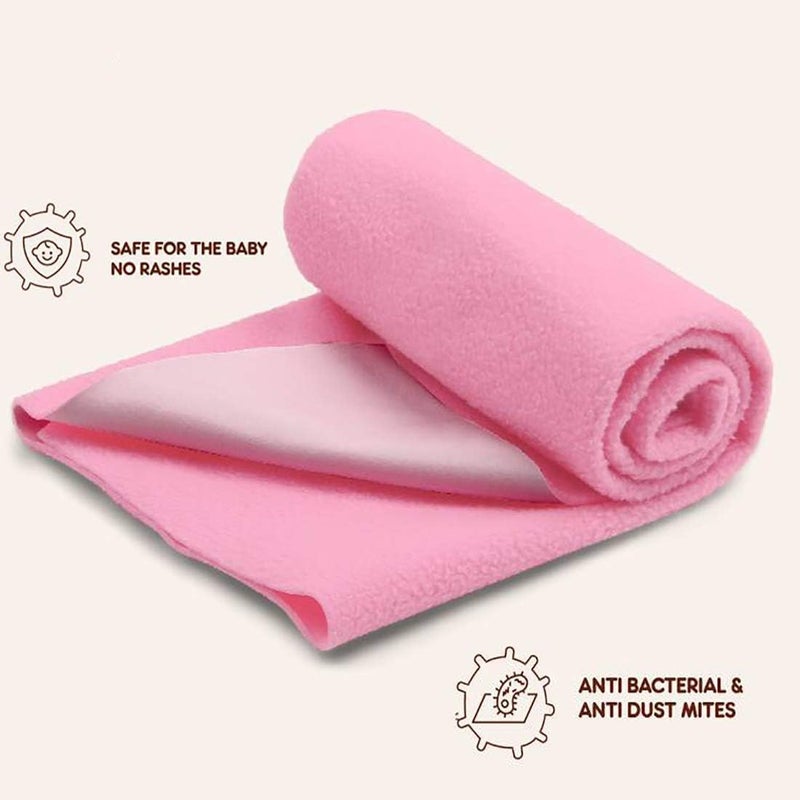 Edenwald Waterproof Quick Dry Sheet for Baby| Bed Pad Anti-Piling Fleece Extra Absorbent Washable Matress Protector| Baby Bed Protector Sheet for Toddler Children, X-Large Size, 200 x 140cm,Pink - Image 2