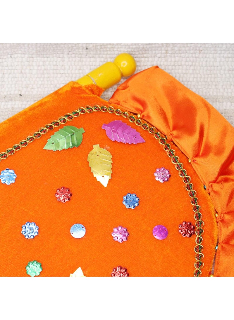 DIGSMORDEN Handmade and Decorative Hand Fan with Wooden Handle for Cool Air Home Dcor and Travel Use Multicolor