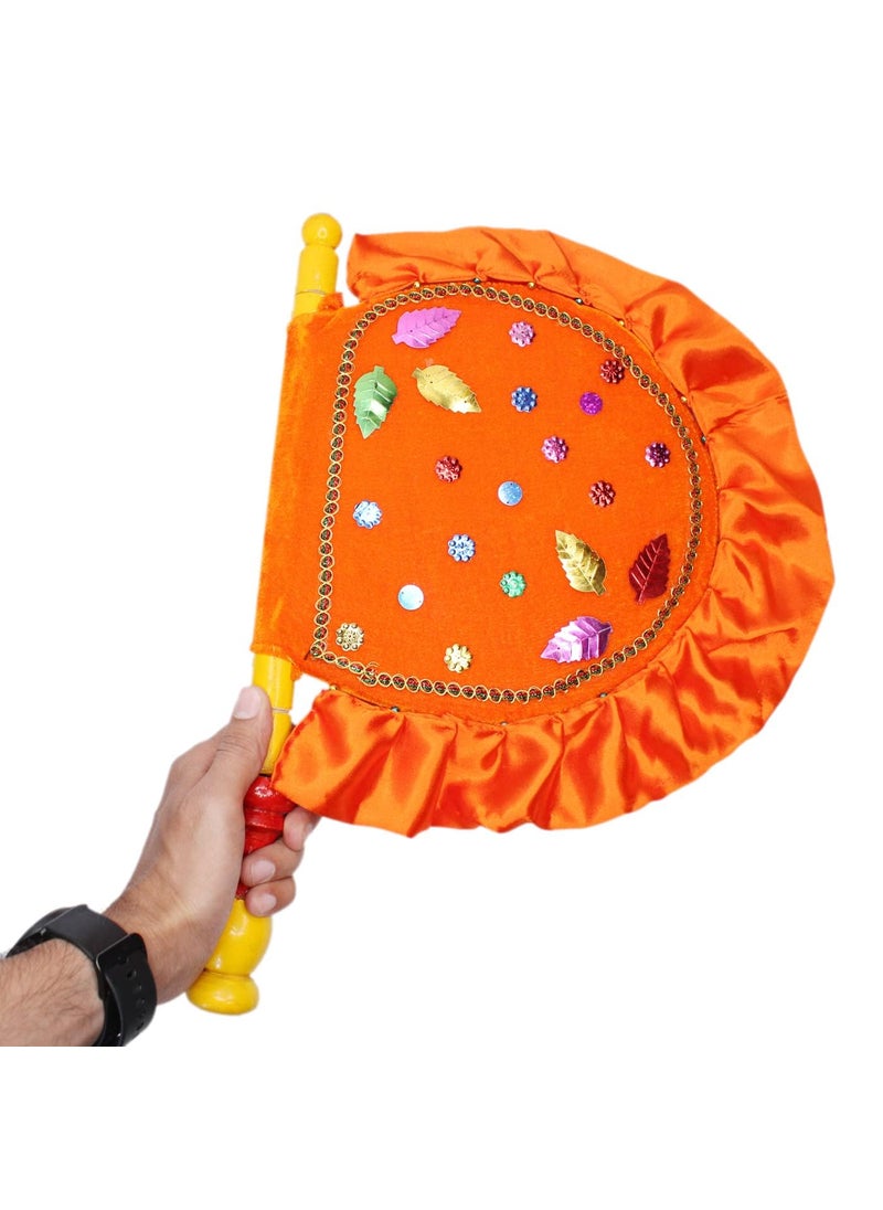 DIGSMORDEN Handmade and Decorative Hand Fan with Wooden Handle for Cool Air Home Dcor and Travel Use Multicolor