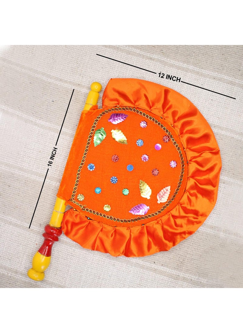 DIGSMORDEN Handmade and Decorative Hand Fan with Wooden Handle for Cool Air Home Dcor and Travel Use Multicolor