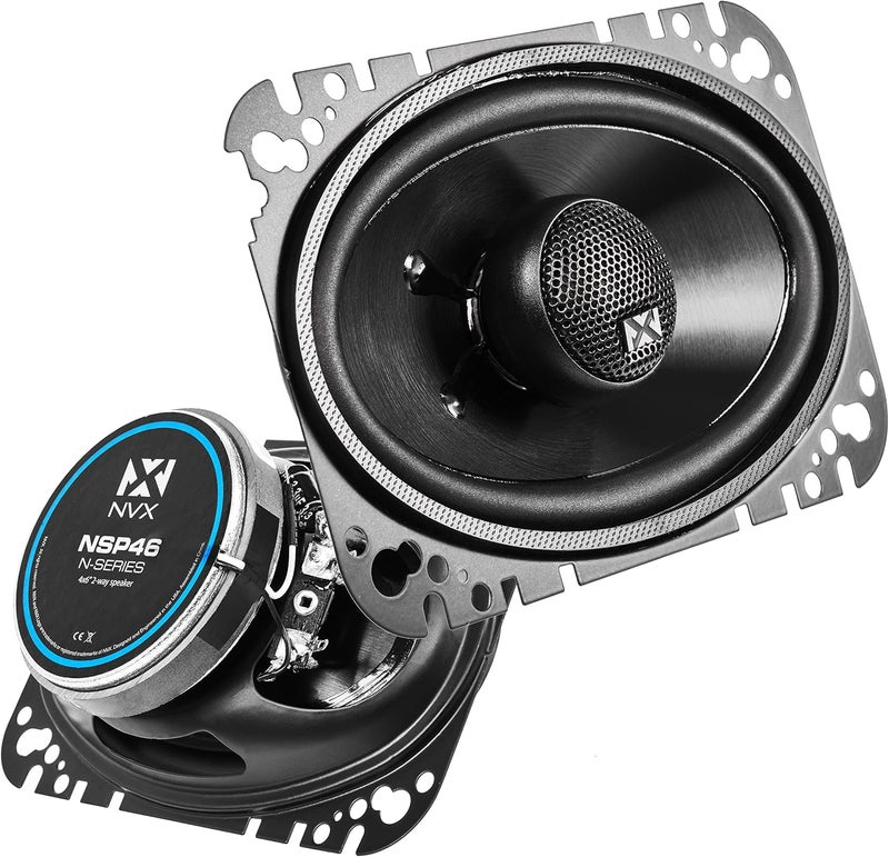 NVX مكبرات صوت سيارة NVX مقاس 4x6 بوصة من الدرجة الاحترافية بقوة 60 واط RMS حقيقية، 2-طريق، مع مكبرات صوت تويتير قبة حريرية، مجموعة من 2 - Image 1