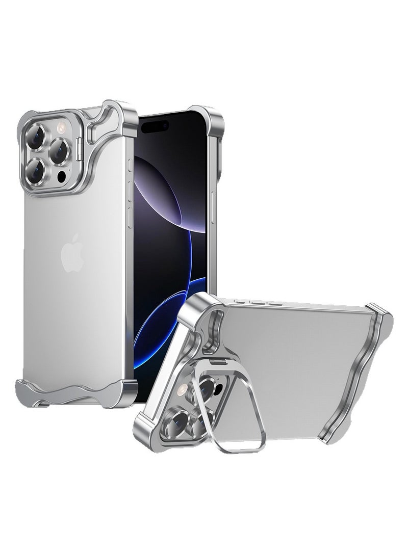 غلاف هاتف مناسب لـiPhone 16 Pro Max - تصميم عديم الإطارات مع تقنية تبديد حراري، حاملة عدسات بتصميم غير تقليدي، وهيكل خفيف ورفيع مقاوم للسقوط