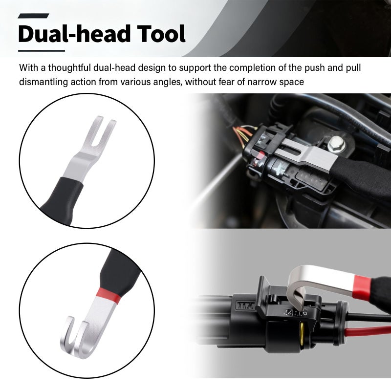 YGDMD Automotive Electrical Connector Removal Tool,Anti-Slip Automotive Electrical Terminal Connector Removal Tool with Bent/Straight Head,2-in-1 Automotives Electricals Tools Separator - Image 5