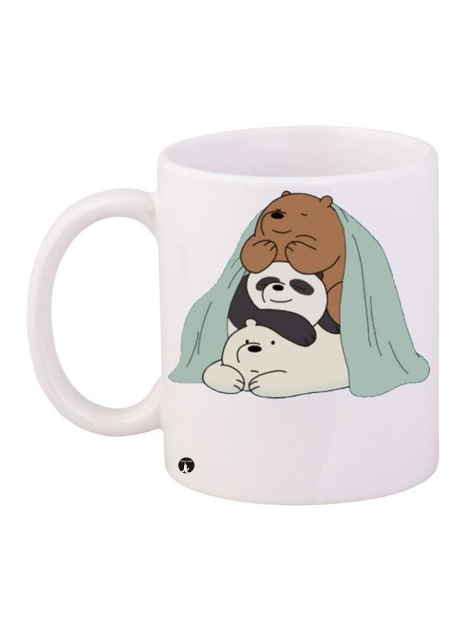 RYN Cartoon Printed Coffee Mug White/Grey/Brown 11ounce