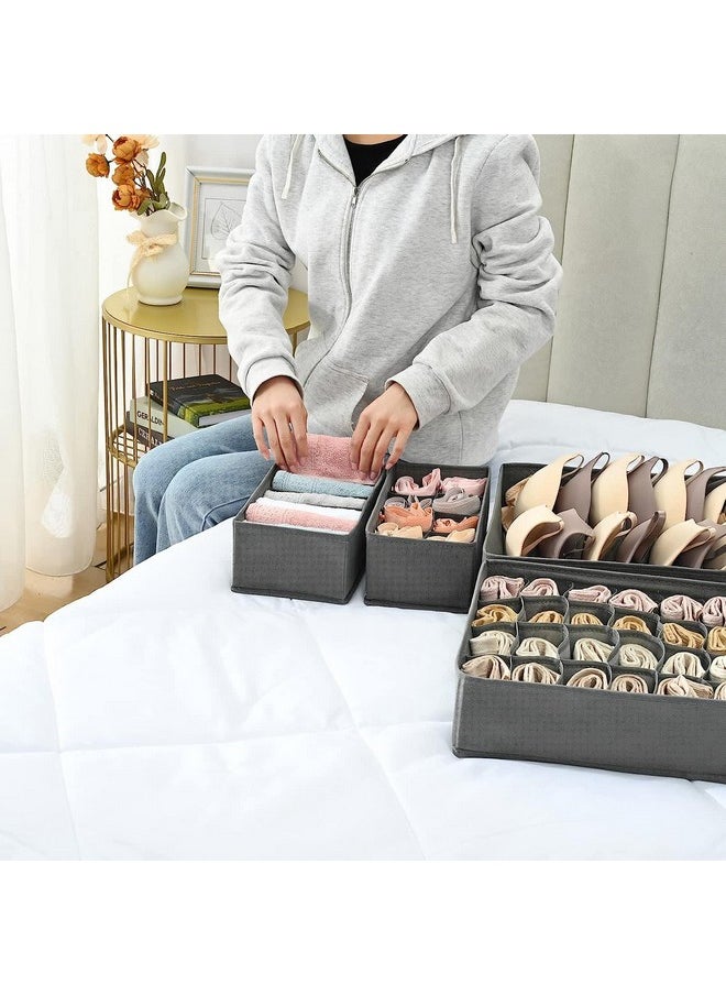 HOUSE OF QUIRK House of Quirk Set of 4 Foldable Storage Box Drawer Divider Organizer Closet Storage for Socks Bra Tie Scarfs - Grey  - Image 2