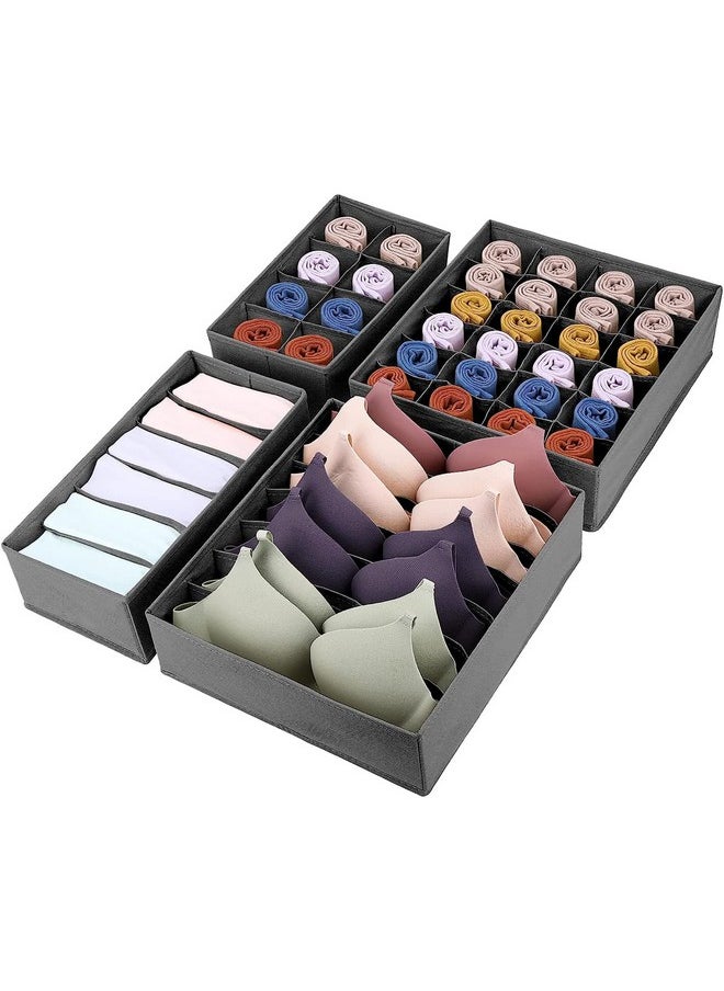 HOUSE OF QUIRK House of Quirk Set of 4 Foldable Storage Box Drawer Divider Organizer Closet Storage for Socks Bra Tie Scarfs - Grey  - Image 1
