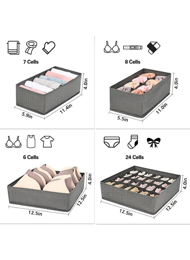 HOUSE OF QUIRK House of Quirk Set of 4 Foldable Storage Box Drawer Divider Organizer Closet Storage for Socks Bra Tie Scarfs - Grey  - Image 3