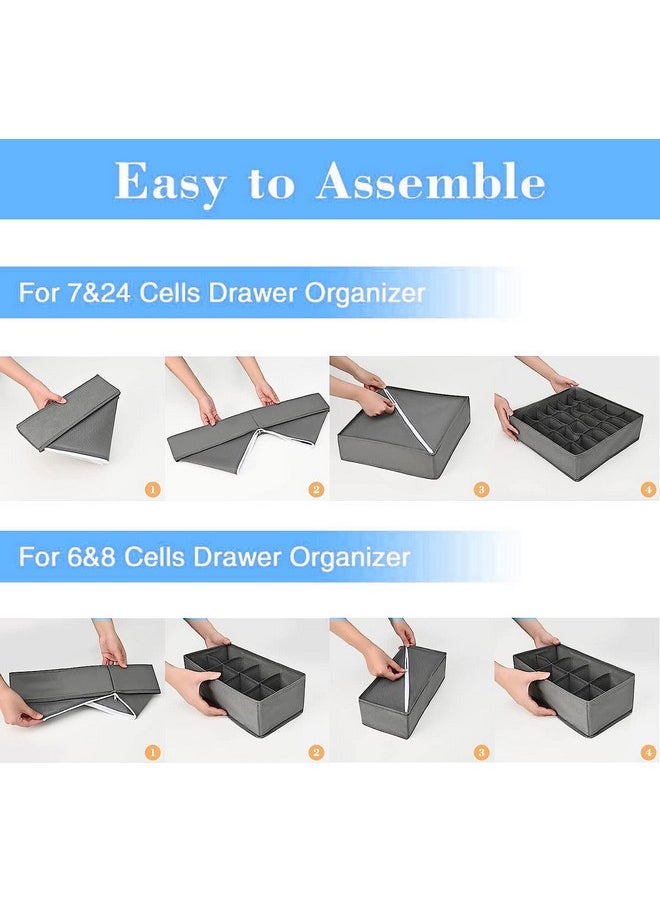 HOUSE OF QUIRK House of Quirk Set of 4 Foldable Storage Box Drawer Divider Organizer Closet Storage for Socks Bra Tie Scarfs - Grey  - Image 5