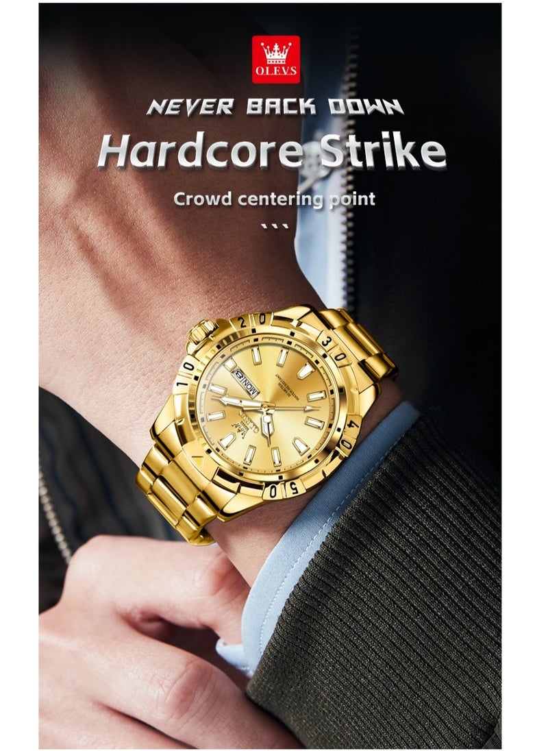 أوليفز Watches for Men Quartz Stainless Steel Water Resistant Watch 42mm Gold 5560 - Image 4