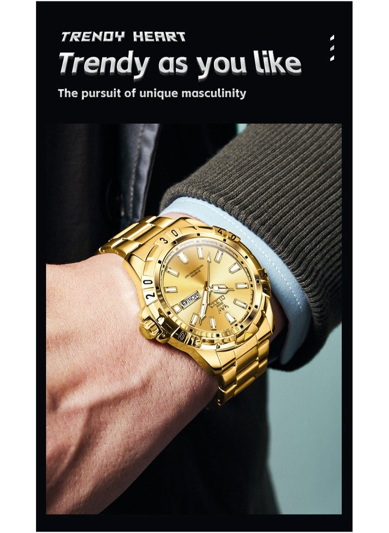 أوليفز Watches for Men Quartz Stainless Steel Water Resistant Watch 42mm Gold 5560 - Image 5