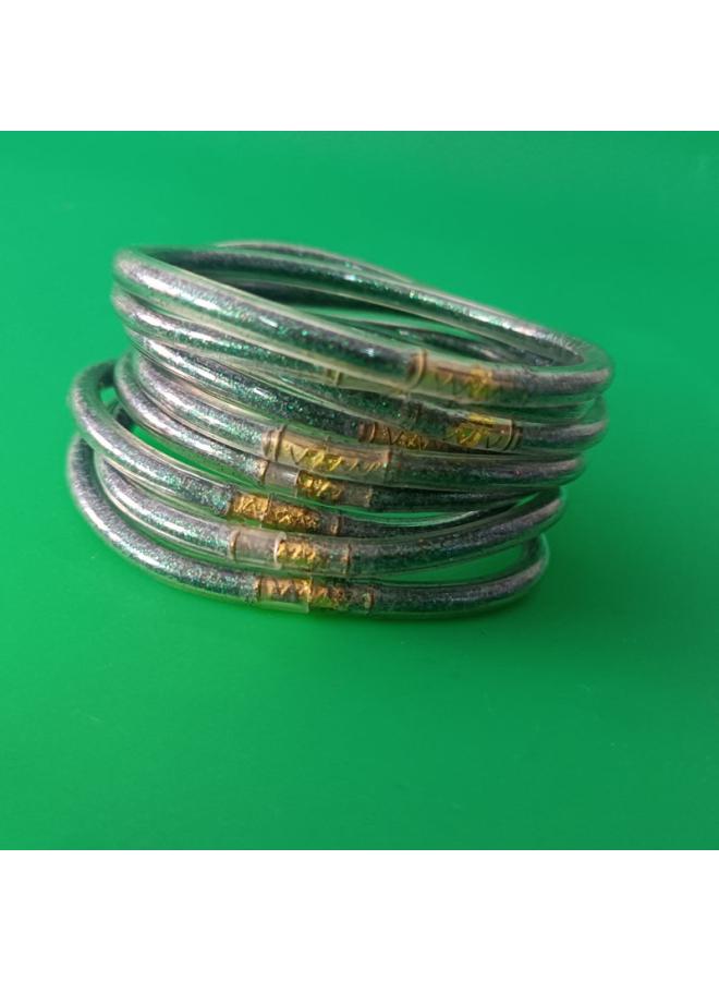 Pvc Silicone Tube Gold Powder Bracelet Jelly Bangles Bracelet 9 Pieces In A Group 
