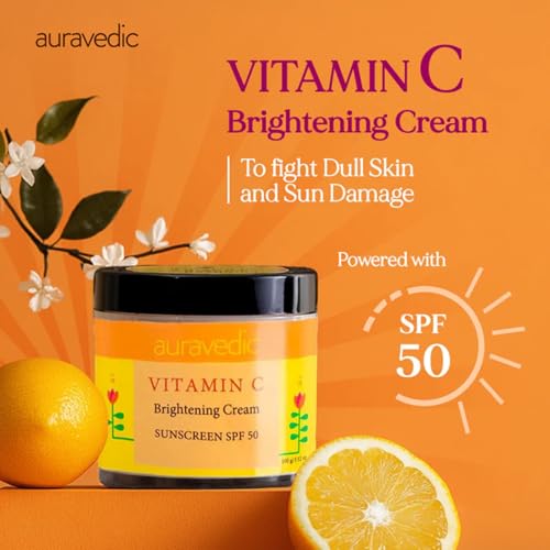 Auravedic Vitamin C Face Cream with SPF 50 for Glowing Skin Reduces Sun Damage Revives Dull Skin Organic Hydration Argan Avocado Oil Infused Sunscreen Moisturizer 353 Oz 100g - Image 3