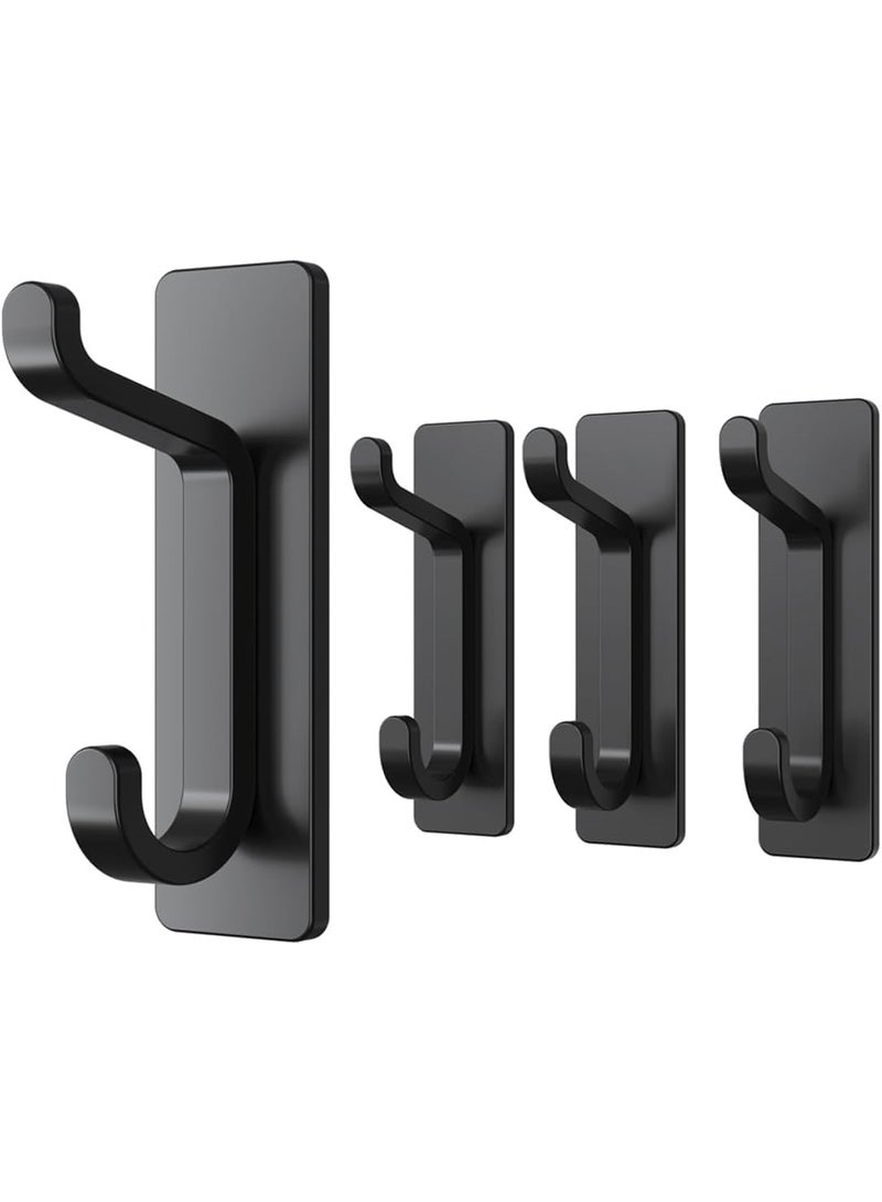 Bukela Door Hook for Towels, Coat, Cloth, Wallet, Hat, Keys, Super Sticky Stainless Steel Hanger Holder, Self Adhesive Wall Mounted Hangers for Bathroom and Kitchen Heavy Duty, 4 Pack, Black - Image 1