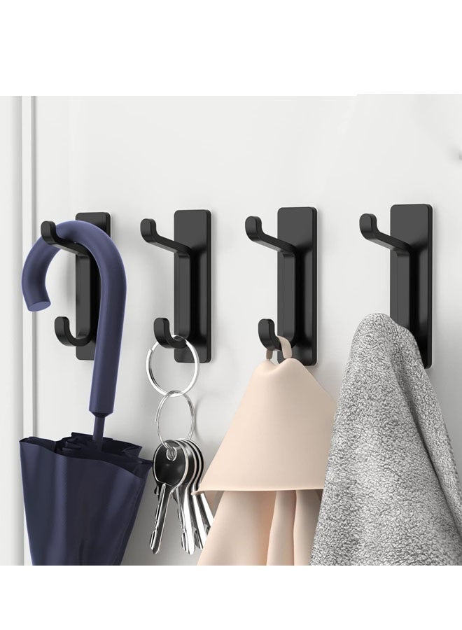 Bukela Door Hook for Towels, Coat, Cloth, Wallet, Hat, Keys, Super Sticky Stainless Steel Hanger Holder, Self Adhesive Wall Mounted Hangers for Bathroom and Kitchen Heavy Duty, 4 Pack, Black - Image 2