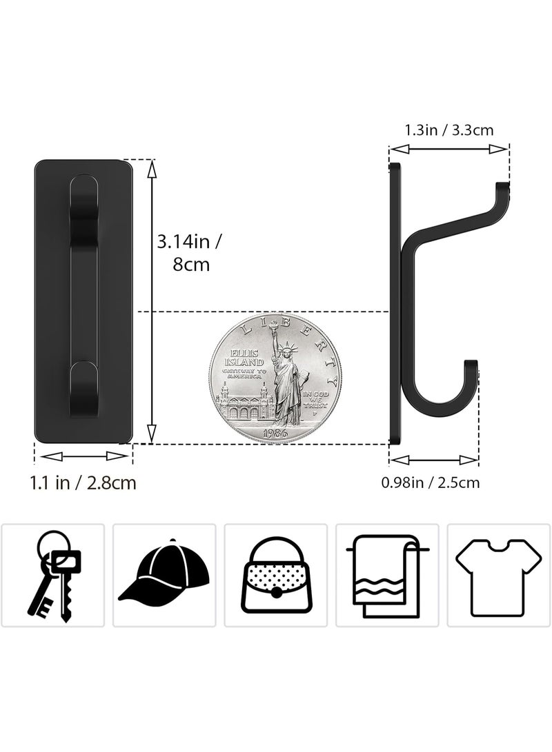 Bukela Door Hook for Towels, Coat, Cloth, Wallet, Hat, Keys, Super Sticky Stainless Steel Hanger Holder, Self Adhesive Wall Mounted Hangers for Bathroom and Kitchen Heavy Duty, 4 Pack, Black - Image 3