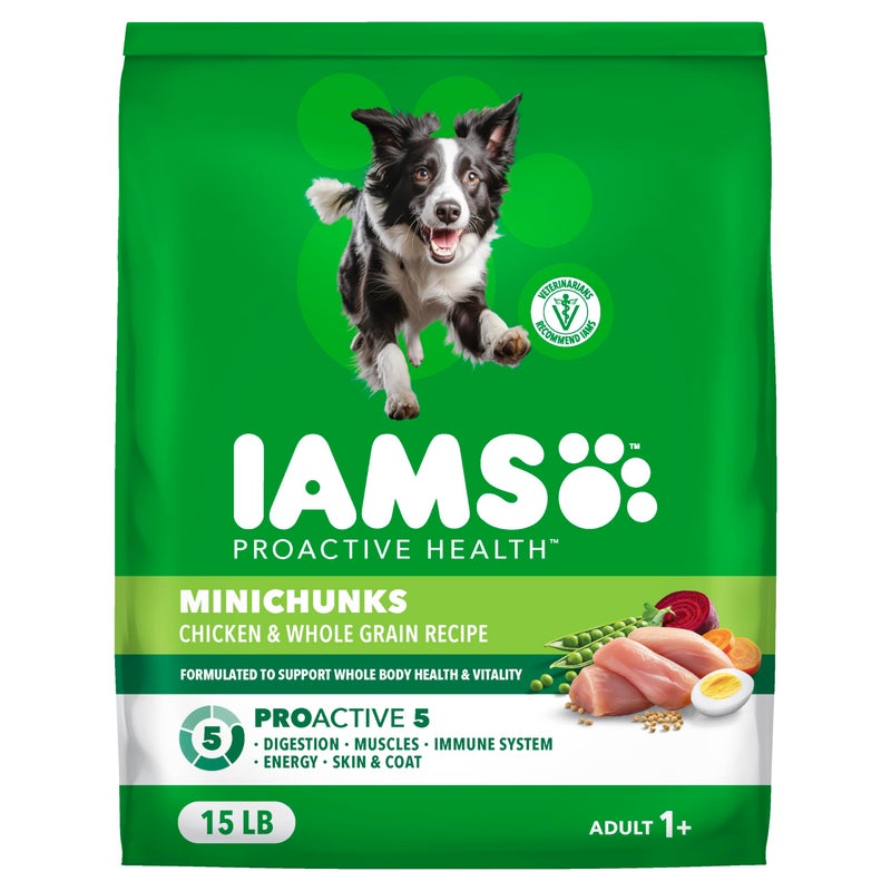 IAMS Proactive Health Minichunks Premium Dry Dog Food, Adult Dog Food Dry Recipe, 15 lb. Bag - Image 1