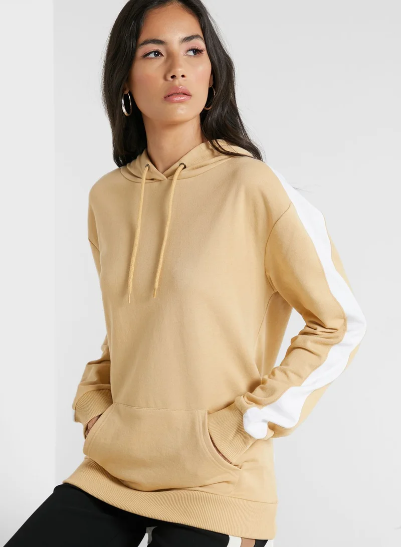 Ginger Basics Contrast Side Paneled Pocket Hoodie