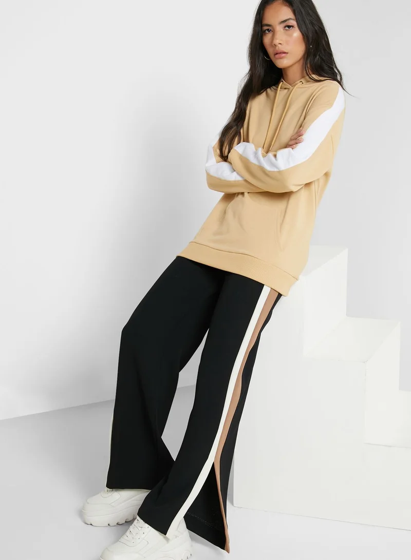 Ginger Basics Contrast Side Paneled Pocket Hoodie