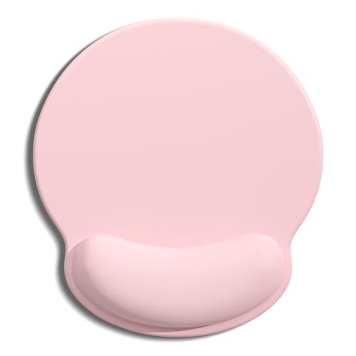 Auhoahsil Ergonomic Mouse Pad with Wrist Rest Comfortable Silicone NonSlip Computer Pain Relief Gel Mouse Mat with Wrist Support for Gaming Work Office Women Men Cute Pattern Light Pink - Image 1