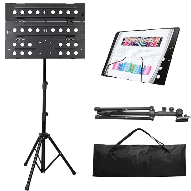 Device Of Urban Infotech حامل موسيقي قابل للطي لحامل كلمات الموسيقى مع حقيبة حمل لملاحظات، كمان، حامل كتاب كلمات (حامل موسيقي ثقيل الوزن) - Image 1