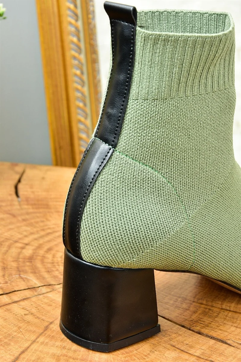 Fox Shoes Green Knitwear Thick Heeled Women's Boots L422763057
