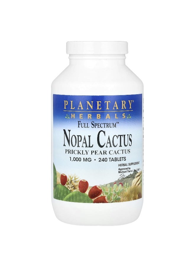 PLANETARY HERBALS Planetary Herbals, Full Spectrum™ Nopal Cactus, 1,000 mg, 240 Tablets  - Image 1