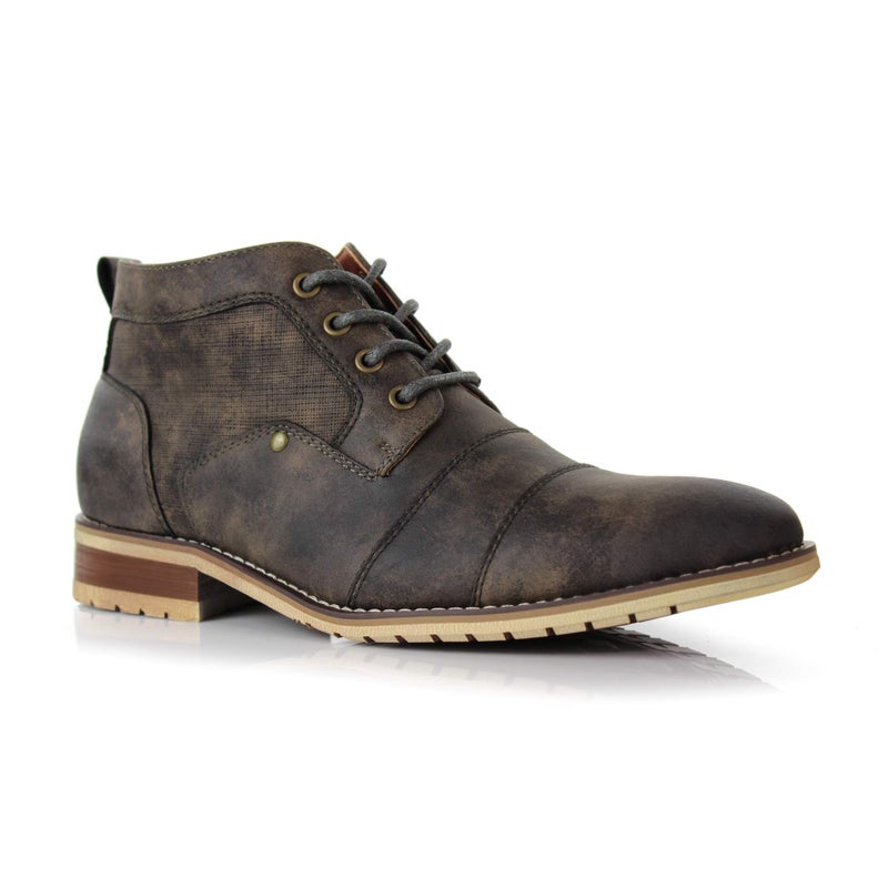Ferro Aldo Blaine MFA806035 Mens Casual Brogue MidTop LaceUp and Zipper Boots Grey Size 8