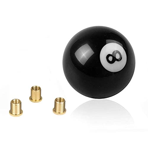 RYANSTAR RACING RYANSTAR Shift Knob Black 8 Ball Billiard Acrylic Gear Shift Lever Shift Knob Black Shaped Round Manual with 3 Adapters Universal Fit Compatible with Manual Car M 81.25, M 101.25, M 101.5, M 121.25 - Image 1