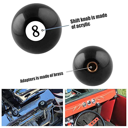 RYANSTAR RACING RYANSTAR Shift Knob Black 8 Ball Billiard Acrylic Gear Shift Lever Shift Knob Black Shaped Round Manual with 3 Adapters Universal Fit Compatible with Manual Car M 81.25, M 101.25, M 101.5, M 121.25 - Image 3